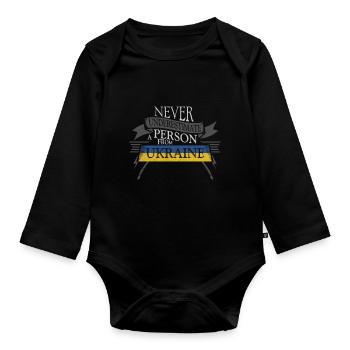 Ukraine - Baby Bio-Langarm-Body - Schwarz - Vorne