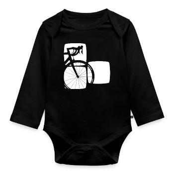 Vélo de route en trois carrés graphiques - Body Bébé bio manches longues - noir - Devant