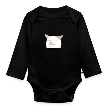 Smudge the Cat Woman Yelling at a Cat Meme01 3 - Body Bébé bio manches longues - noir - Devant