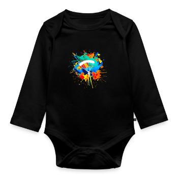 Parachutiste parapente éclaboussure de peinture Springer - Body Bébé bio manches longues - noir - Devant