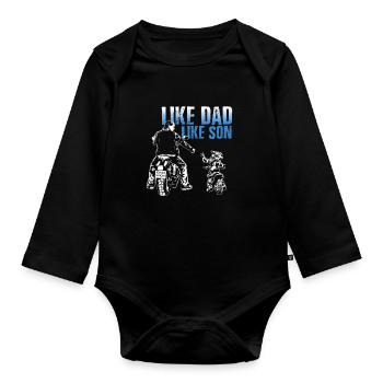 father and son bike biker motorcycle - Organic Longsleeve Baby Bodysuit - black - Front