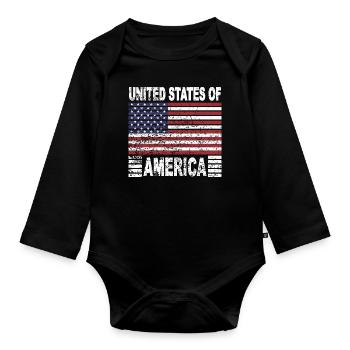 USA flag Amérique - Body Bébé bio manches longues - noir - Devant