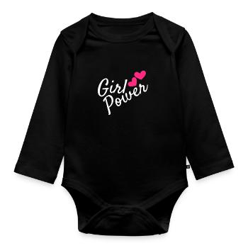 Girl power - Body Bébé bio manches longues - noir - Devant
