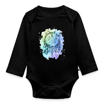 Watercolor dreamcatcher - Organic Longsleeve Baby Bodysuit - black - Front