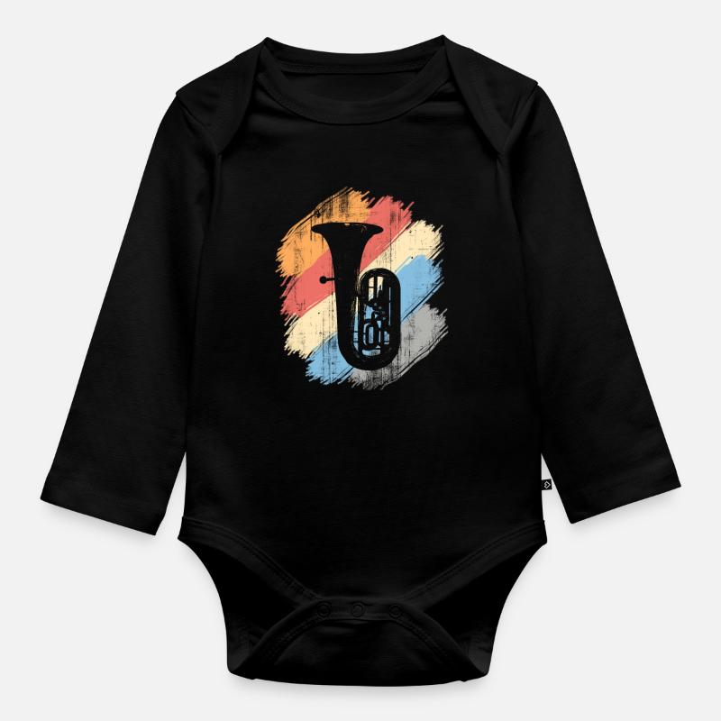 Tuba en couleurs rétro - Body Bébé bio manches longues - noir