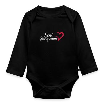Idée cadeau turque Seni Seviyorum - Body Bébé bio manches longues - noir - Devant