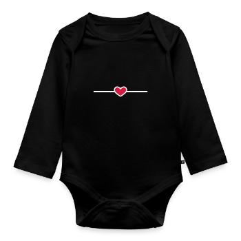 Linie Herz Herzchen Strich Ornament - Baby Bio-Langarm-Body - Schwarz - Vorne