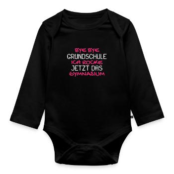Gymnasium Einschulung Schulbeginn Geschenk - Baby Bio-Langarm-Body - Schwarz - Vorne