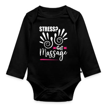 massage - Body Bébé bio manches longues - noir - Devant