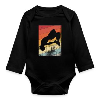 Parkour retro - Organic Longsleeve Baby Bodysuit - black - Front