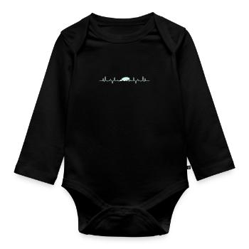 Heartbeat turtle - Organic Longsleeve Baby Bodysuit - black - Front