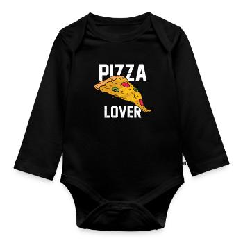 Pizza lover gift - Organic Longsleeve Baby Bodysuit - black - Front