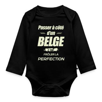 PERFECTION À CÔTÉ D'UN BELGE - Body Bébé bio manches longues - noir - Devant