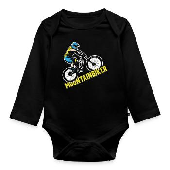 Mountainbiker Herren Damen Kinder Mountainbike - Baby Bio-Langarm-Body - Schwarz - Vorne