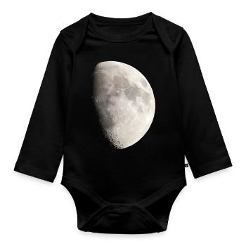 Demi-lune belle conception lunaire - Body Bébé bio manches longues - noir - Devant