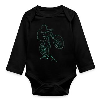 Biker Velo-Abfahrt - Baby Bio-Langarm-Body - Schwarz - Vorne