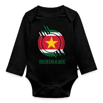 Suriname Panneau rond Couleurs du pays - Body Bébé bio manches longues - noir - Devant