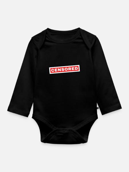 Zensierte Shirt Schriftart - Langærmet babybody, økologisk bomuld - sort