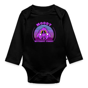 Moody Without Foody - Funny Cute cartoon design - Body Bébé bio manches longues - noir - Devant