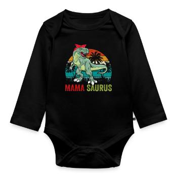 Mamasaurus T Rex dinosaure Drôle Maman Famille - Body Bébé bio manches longues - noir - Devant