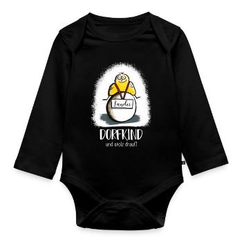 Landei village enfant fier de l’idée de cadeau rengaine - Body Bébé bio manches longues - noir - Devant