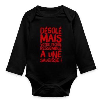 Désolé mais votre teckel ressemble à une saucisse! - Body Bébé bio manches longues - noir - Devant