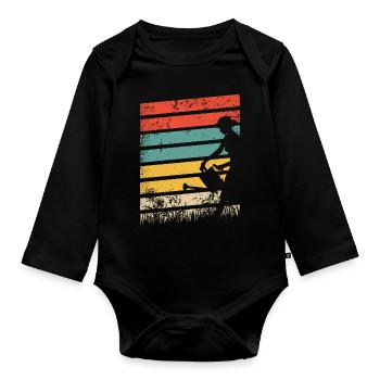 Gardening Retro Lawn Mowing Gardener Allotment - Organic Longsleeve Baby Bodysuit - black - Front