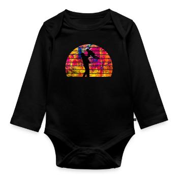 Father and daughter - Organic Longsleeve Baby Bodysuit - black - Front