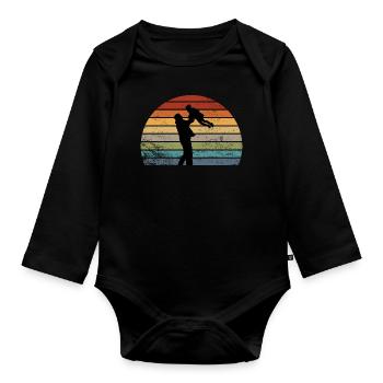Father and daughter - Organic Longsleeve Baby Bodysuit - black - Front
