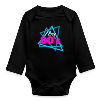 I love 80s - Baby Bio-Langarm-Body - Schwarz - Vorne