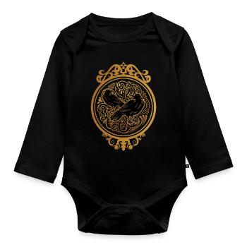 Hugin & Munin gold by the Manzanita ́s - Organic Longsleeve Baby Bodysuit - black - Front