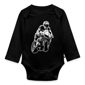 Motorrad Motorräder Motorradfahrer Biker Lifestyle - Baby Bio-Langarm-Body - Schwarz - Vorne