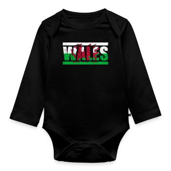 Wales - Organic Longsleeve Baby Bodysuit - black - Front