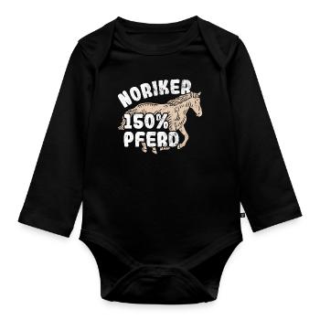 Pferd Pferde - Baby Bio-Langarm-Body - Schwarz - Vorne