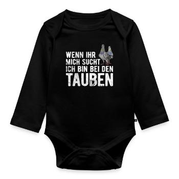Taube Tauben Vogel - Baby Bio-Langarm-Body - Schwarz - Vorne