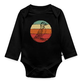 Puffin Retro - Organic Longsleeve Baby Bodysuit - black - Front