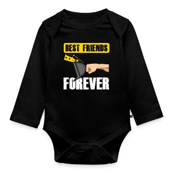 Excavator Friends Best Friends Forever Excavator Shovel - Organic Longsleeve Baby Bodysuit - black - Front