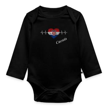 Croatia Heartbeat - Baby Bio-Langarm-Body - Schwarz - Vorne