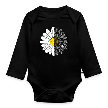White Flower Bicycle Cycling Cyclists Cycling - Organic Longsleeve Baby Bodysuit - black - Front