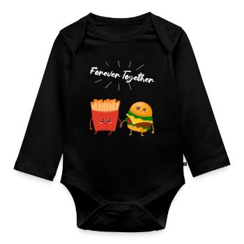 Burger & Fries Couple Cadeau pour les amateurs de frites - Body Bébé bio manches longues - noir - Devant