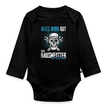 Hausmeister lustiger Spruch Handwerker Werkzeug - Baby Bio-Langarm-Body - Schwarz - Vorne
