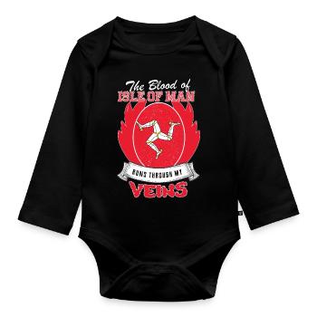 isle of man Blut fliesst durch meine Venen - Baby Bio-Langarm-Body - Schwarz - Vorne