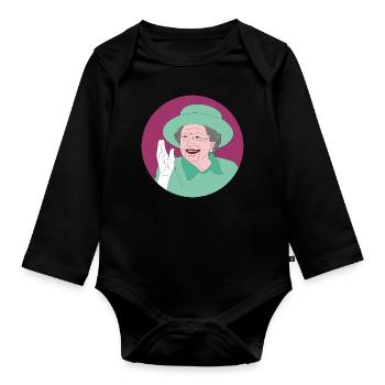 Retro Shirt Design der Queen Elisabeth II. - Baby Bio-Langarm-Body - Schwarz - Vorne