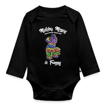 making money is funny by haka - Baby Bio-Langarm-Body - Schwarz - Vorne