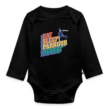Parkour Manger Dormir Parkour Répéter - Body Bébé bio manches longues - noir - Devant