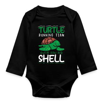 Turtle Running Team We're Slow As Shell - Baby Bio-Langarm-Body - Schwarz - Vorne