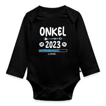 Onkel 2023 Loading - Baby Bio-Langarm-Body - Schwarz - Vorne