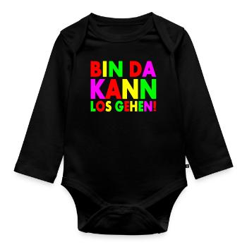 Bin da kann losgehen - Baby Bio-Langarm-Body - Schwarz - Vorne