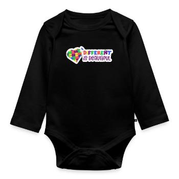 ADHS AUTIST ANDERS IST SCHÖN PUZZLE SPRUCH MOTIVE - Baby Bio-Langarm-Body - Schwarz - Vorne