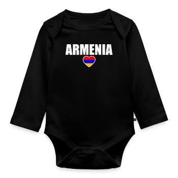 Armenia Armenien Armenisch Flagge Stolzer Armenier - Baby Bio-Langarm-Body - Schwarz - Vorne